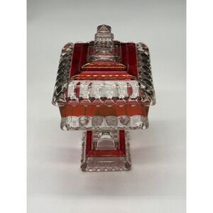 Westmoreland Glass Vintage Ruby Red Glass Covered Candy Dish Pedestal Trinket